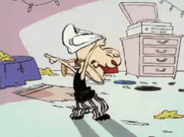 a cartoon of a man dancing in front of a record player