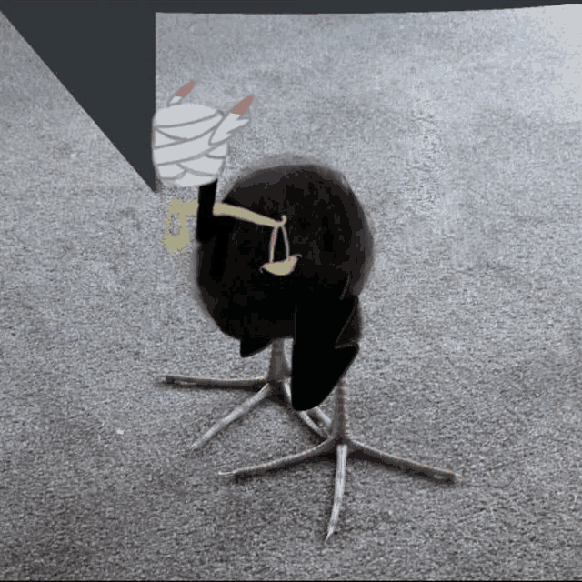 a drawing of a chicken with a bandaged head
