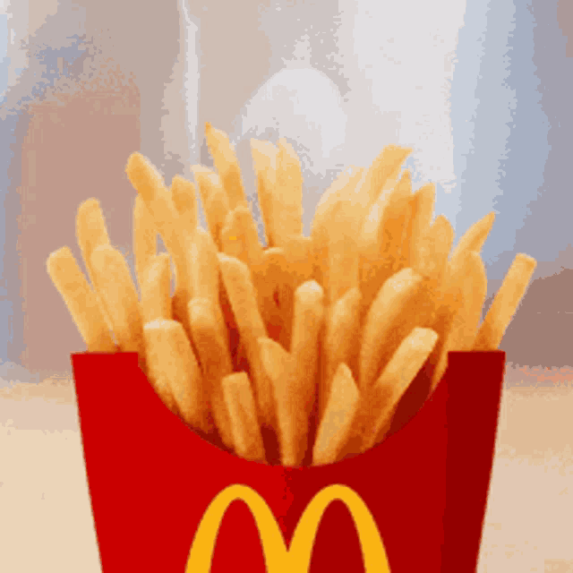 a box of mcdonald 's french fries with smoke coming out of it