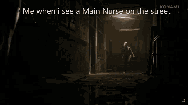 a screenshot of a video game that says me when i see a main nurse on the street on the bottom