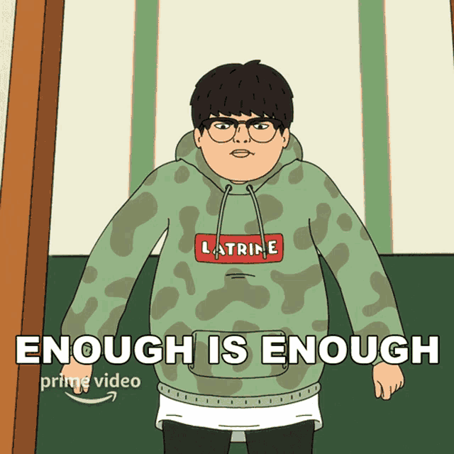 a cartoon of a man wearing a latrine sweatshirt