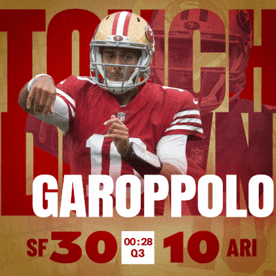 a poster that says garoppolo sf30 10 ari