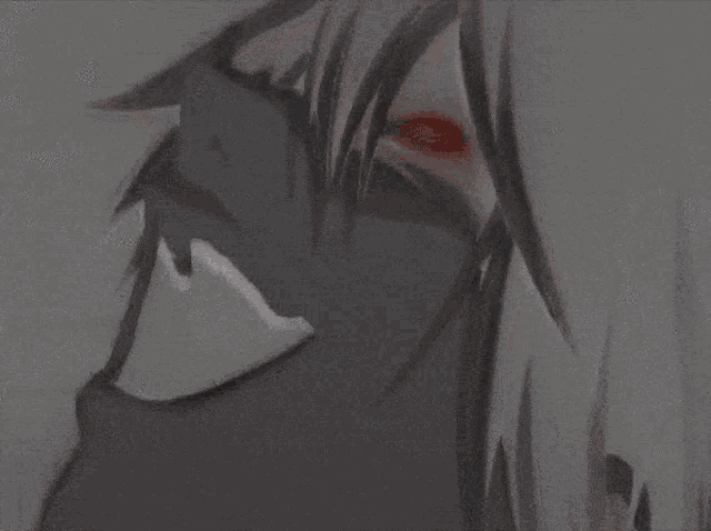 a blurred image of a person with a red eye