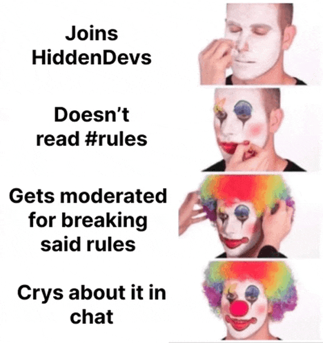 a picture of a clown with the words joins hiddendevs on it