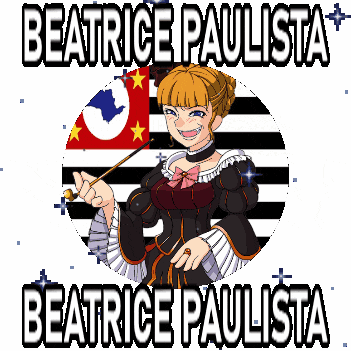 a pixel art of a girl with the name beatrice paulista on the top