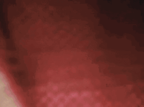 a woman wearing a red dress and earrings is standing in front of a red background