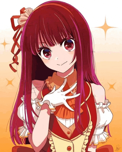 a drawing of a girl with red hair and gloves