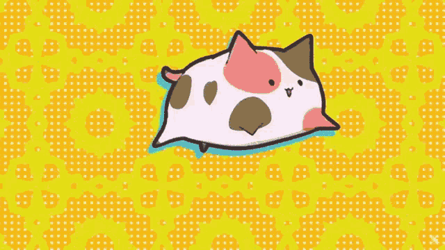 a calico cat is sitting on a colorful flower background