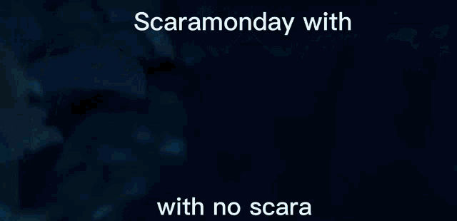 scaramonday with no scara written on a dark background