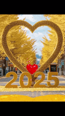 a heart made out of flowers with the number 2025 on it