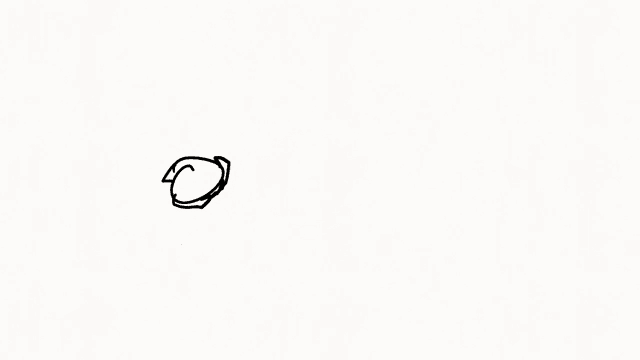 a black and white drawing of a circle with a triangle inside