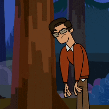 a cartoon of a man standing next to a tree