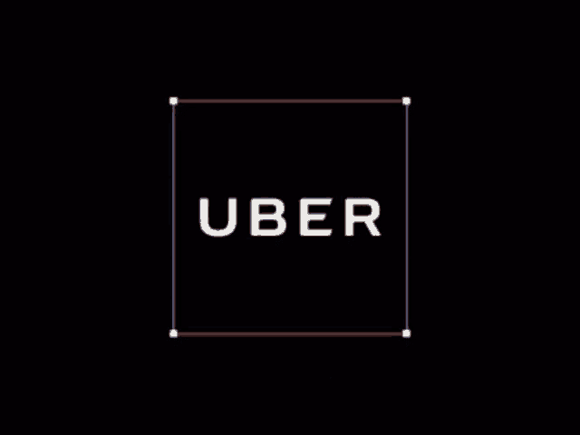 uber logo on a black background with a red white and blue border