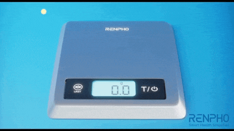 a renpho scale is sitting on a blue background