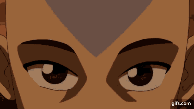 a close up of a cartoon character 's face with white eyes and a red background .