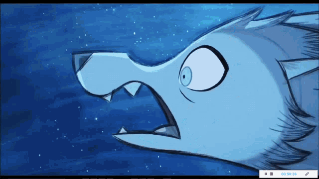 a cartoon of a wolf is being recorded with a pause button at the bottom