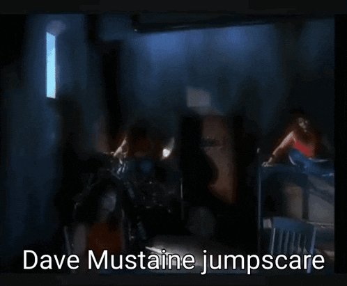a painting of a man with red hair and the words dave mustaine jumpscare