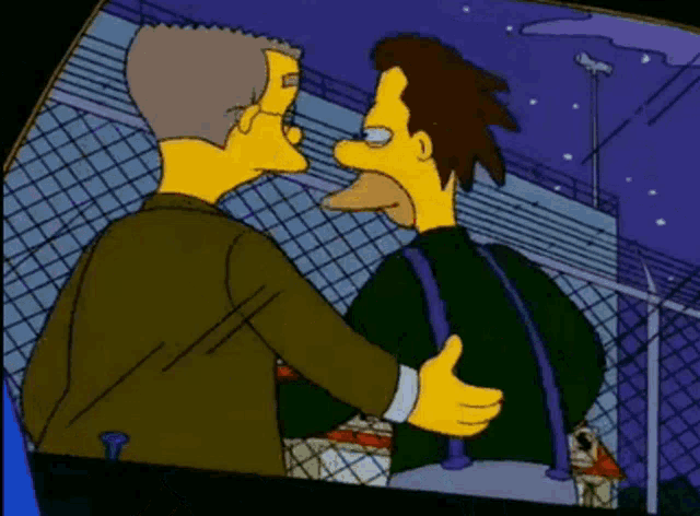 a cartoon of two men standing next to each other with one giving a thumbs up