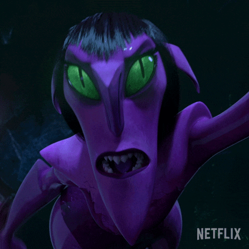 a purple monster with green eyes says go in white letters