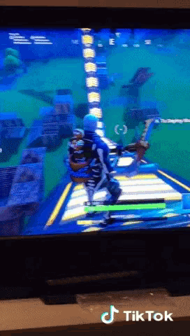 a tiktok video of a video game on a television