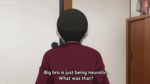 a man in a red shirt says big bro is just being neurotic