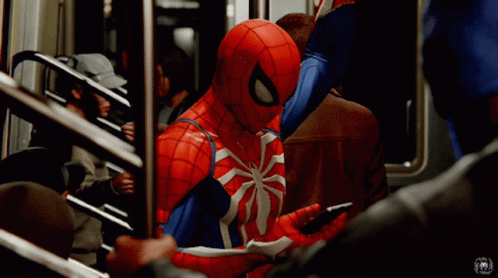 Spider Man On Phone GIF - Spider Man On Phone Subway GIFs