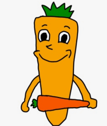 a drawing of a carrot with arms and legs