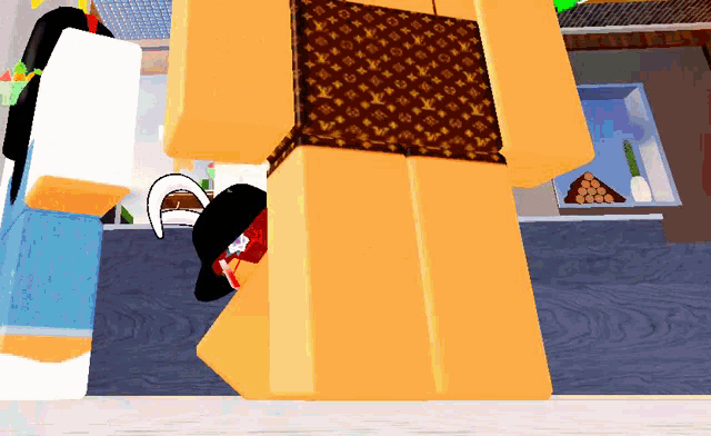 a person wearing a louis vuitton top and pants