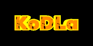 a black background with yellow letters that say kodla