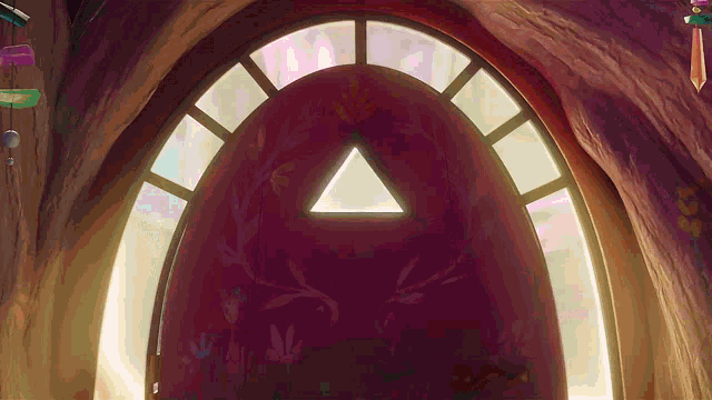 a cartoon drawing of a door with a triangle in the middle