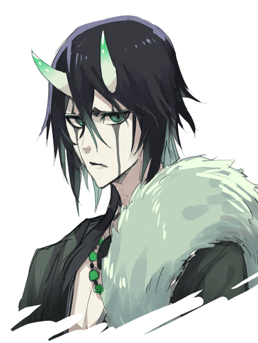 a drawing of a man with horns and a necklace