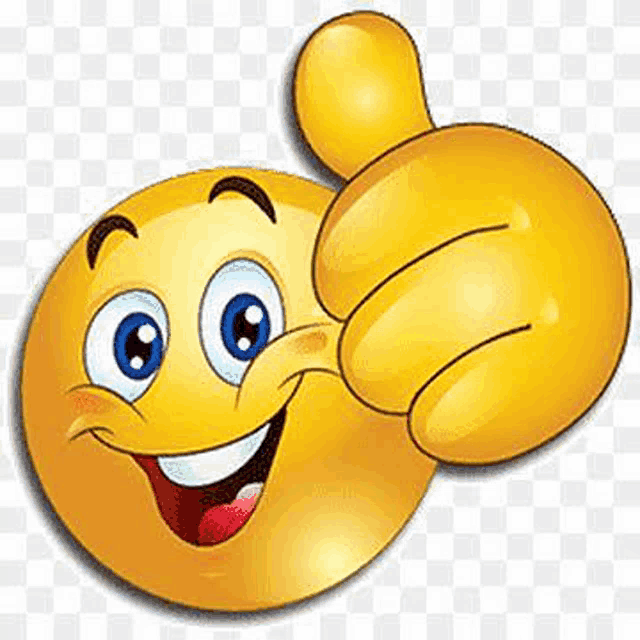 a yellow smiley face is giving a thumbs up sign .