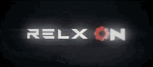 the word relxon is displayed on a dark background