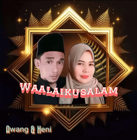 a picture of a man and woman with the words waalaikusalam