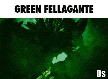 a poster for green fellagante shows a monster with horns