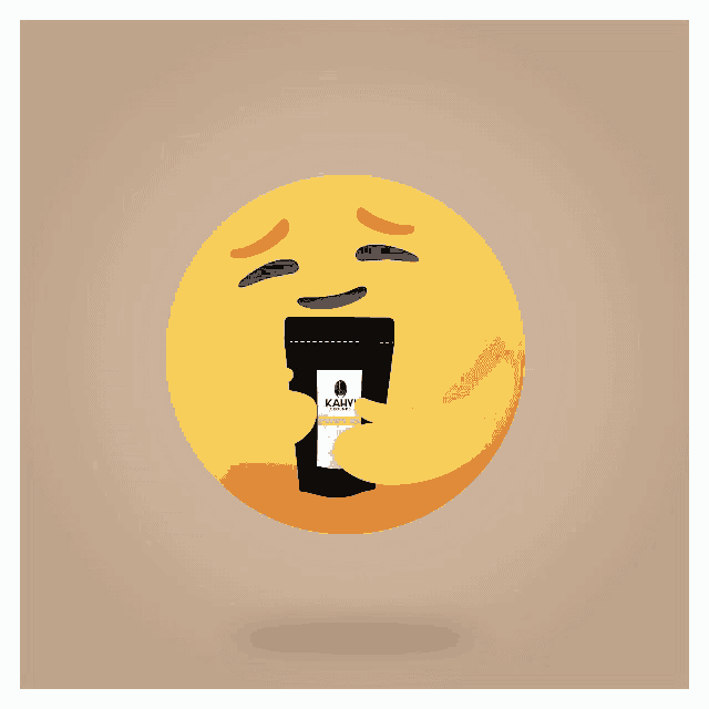 a smiley face is holding a bag of kaw