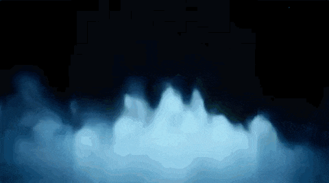 a blue smoke coming out of a bottle on a black background