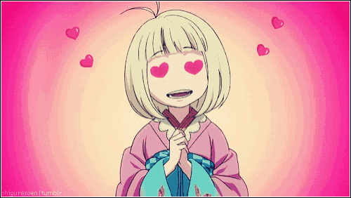 a girl with hearts in her eyes is surrounded by pink hearts on a pink background