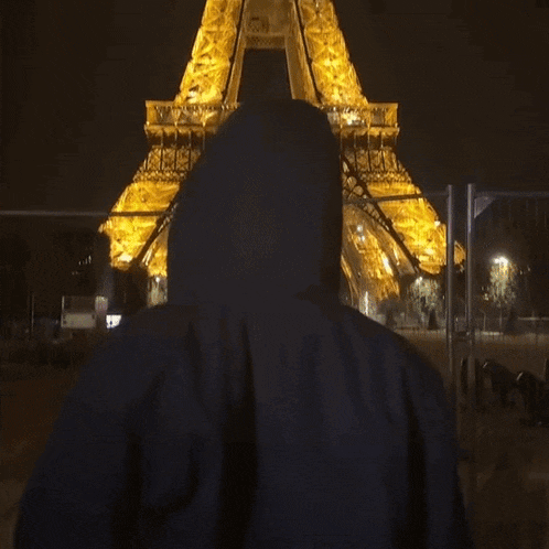 a person standing in front of the eiffel tower