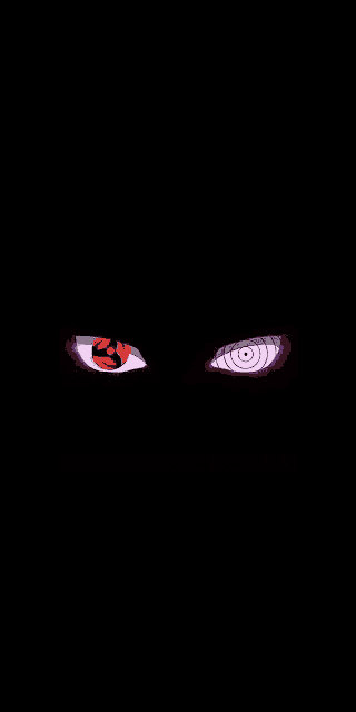 a pair of eyes with a purple swirl in them on a black background .