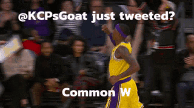 a basketball player is running in front of a crowd with the caption " @kcpsgoat just tweeted "