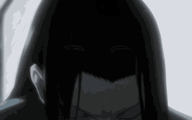 a close up of a person 's head with a white background