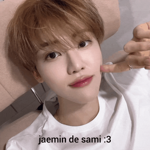 a picture of a young man with the caption jaemin de sami : 3