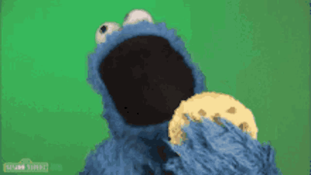 a cookie monster from sesame street eating a cookie