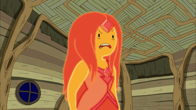 a cartoon character with orange hair and a pink diamond in her head