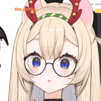 a close up of a girl wearing glasses and a reindeer headband with the words what are they below her