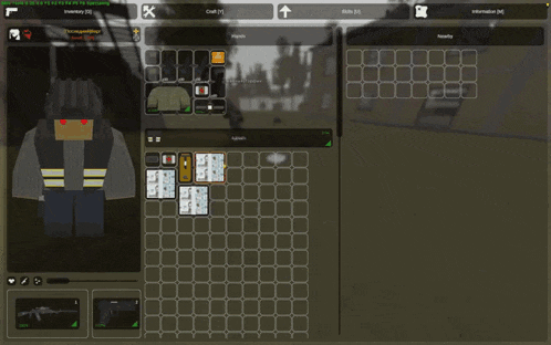 a screenshot of a video game with a person wearing a helmet and a sweater
