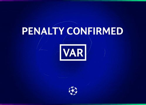 a blue background with the words penalty confirmed var
