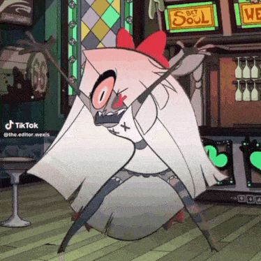 a cartoon character is dancing in front of a sign that says " bet soul "