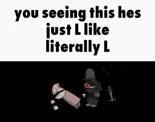 a cartoon character with blood coming out of his mouth and the words " you seeing this hes just i like literally l " below it